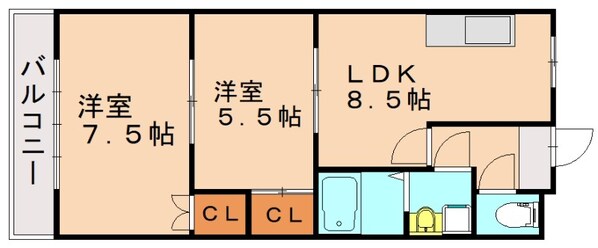 萩原駅 徒歩5分 3階の物件間取画像